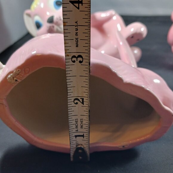 Vintage 5pcs Ceramic Bunny Rabbit Figurines Pink Glazed Shelf Decor - Picture 7 of 13